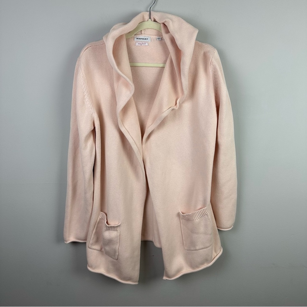 Repeat Open Front Hooded Cotton Cardigan sz L